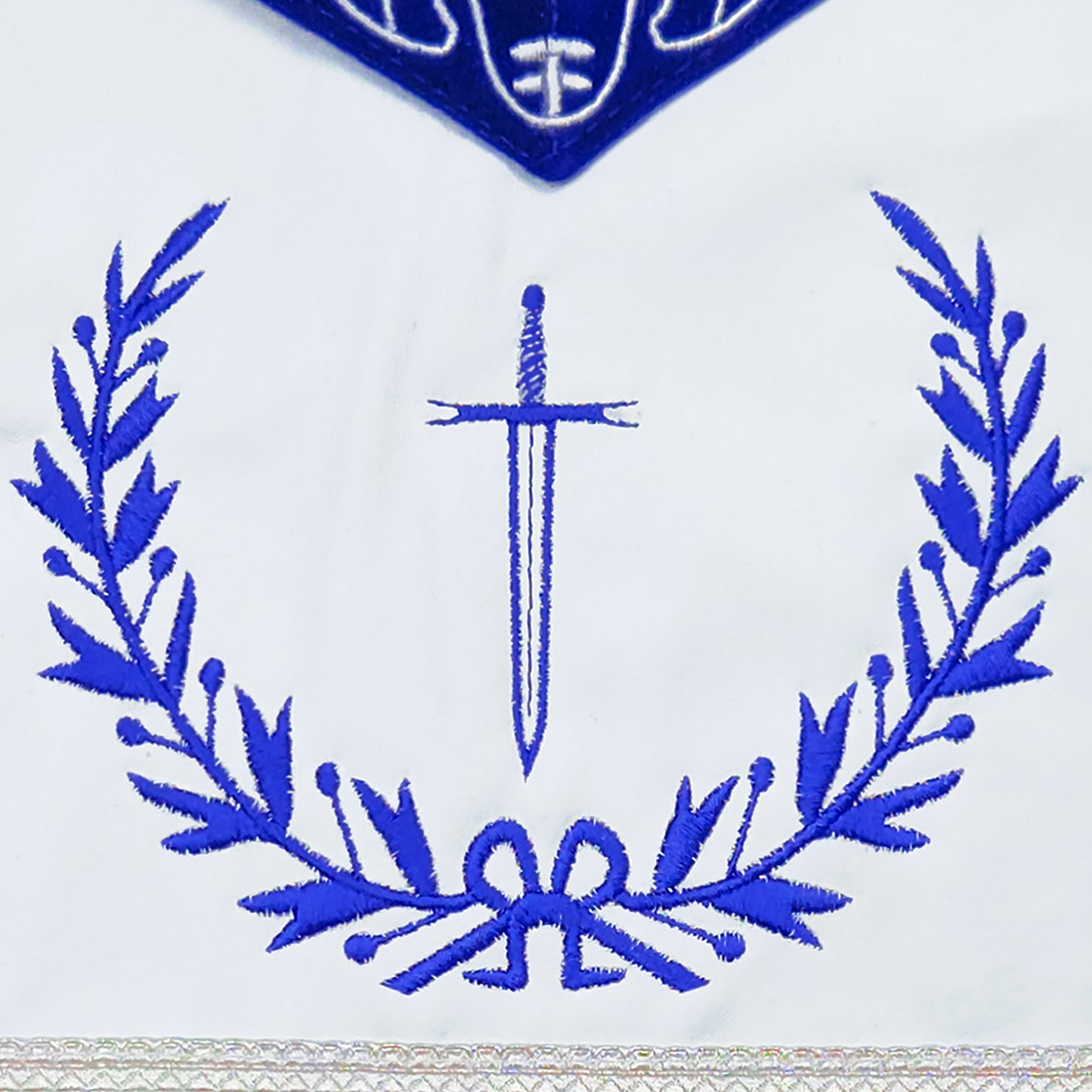 Blue Lodge Officers Apron Set – Masonic Regalia with Blue Velvet & Machine Embroidered Wreath