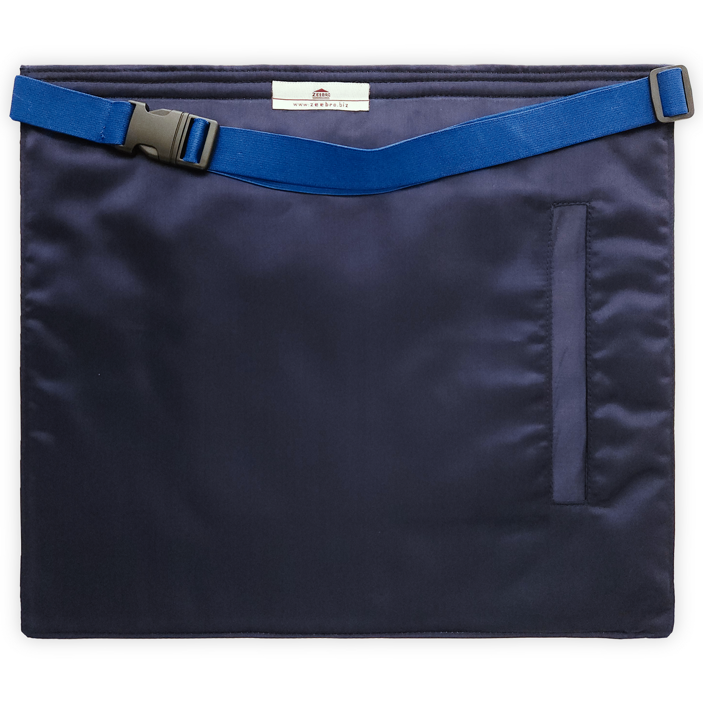 Master Mason Blue Lodge American Flag Apron | Hand-Embroidered Silver Bullion Stars & Square and Compass on Navy Blue Velvet