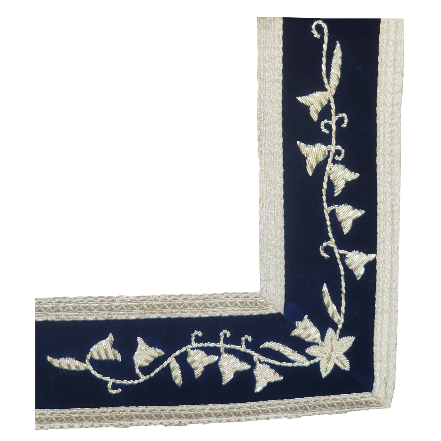 Past Master Blue Lodge Apron - Silver Bullion and Black thread Hand Embroidery