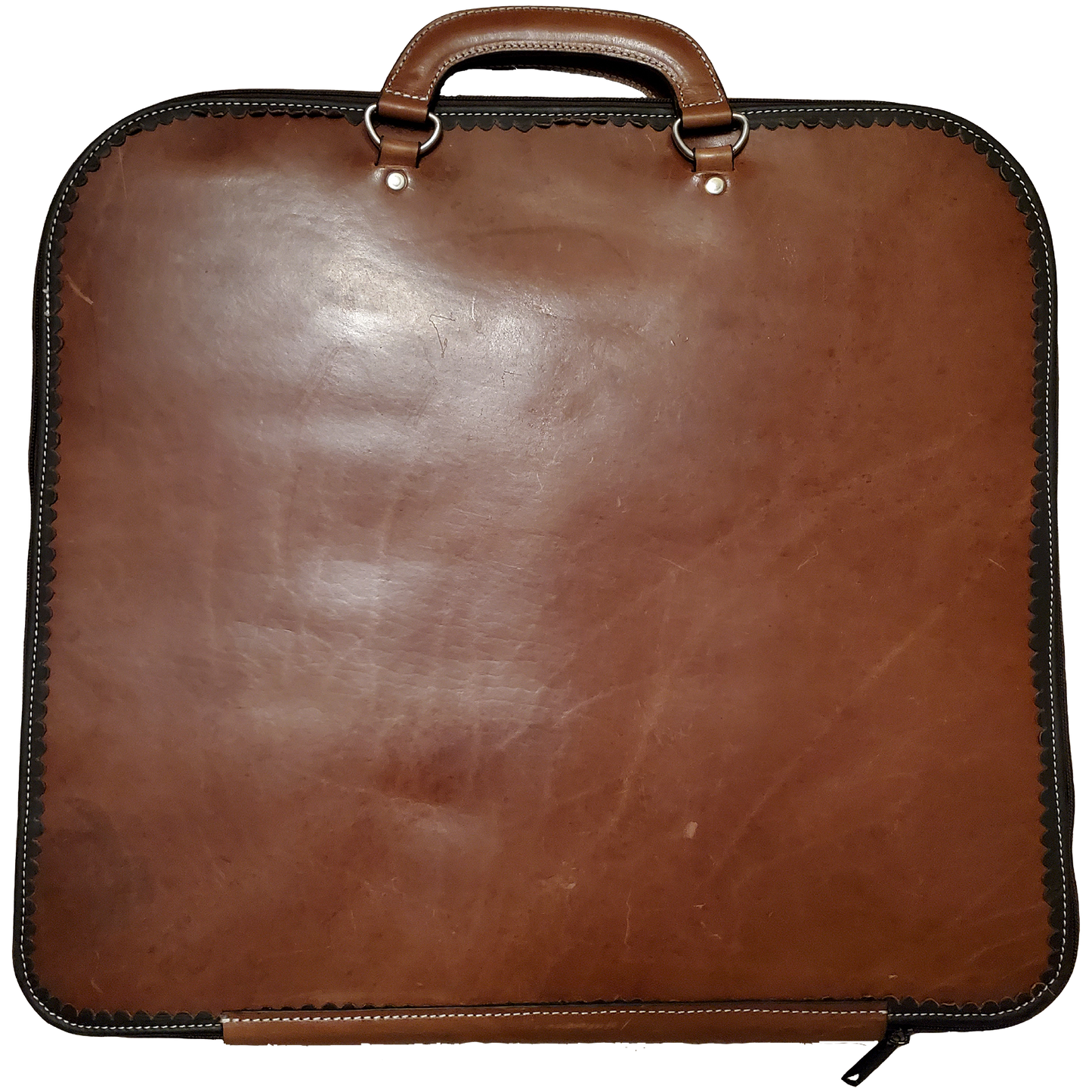 Veg-Tanned Brown Leather Apron Case - Hand-Carved Design and Hand-Embossed Name