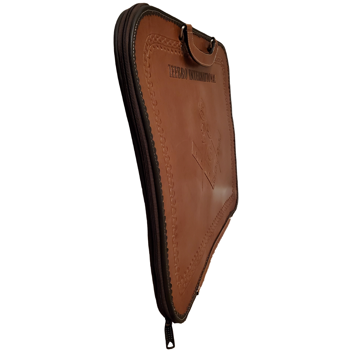 Veg-Tanned Brown Leather Apron Case - Hand-Carved Design and Hand-Embossed Name