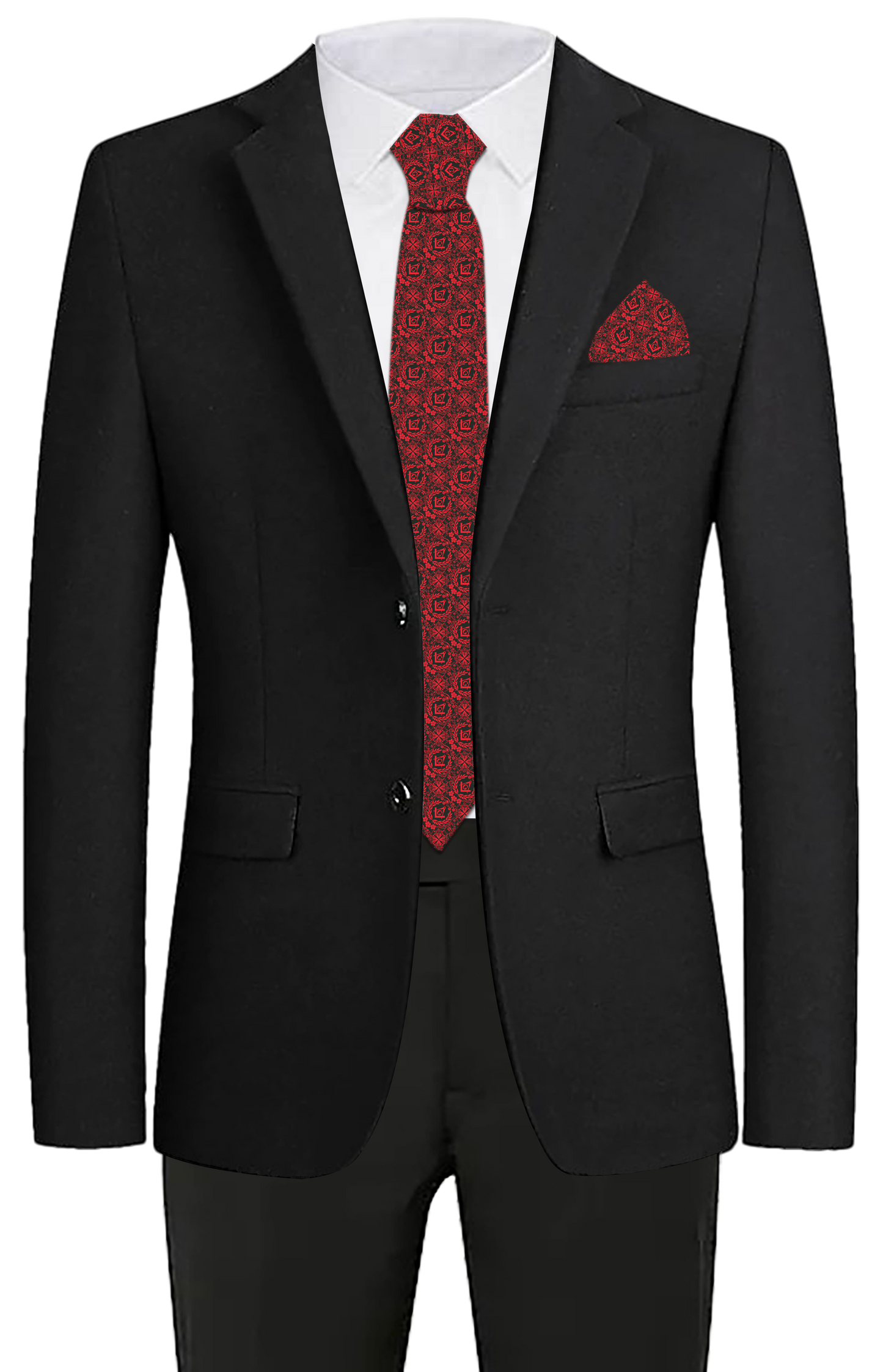 Masonic Black & Red Tie - Emblematic Collection 2370