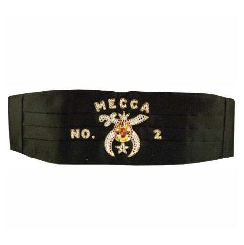 Shriner Mecca Cummerbund - Hand Embroidery on Black Fabric