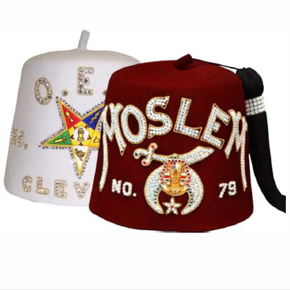Shrine and OES Fez Hat - Hand-Embroidered and Hand-Stitched