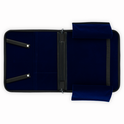 Past Master Apron Case – Black Faux Leather with Deep Blue Velvet Lining – A Refined Home for Your Sacred Regalia