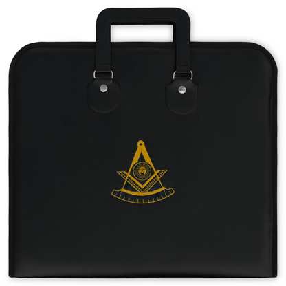 Past Master Apron Case – Black Faux Leather with Deep Blue Velvet Lining – A Refined Home for Your Sacred Regalia