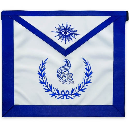 Masonic Blue Lodge Junior Steward Apron – Handcrafted Officer Regalia with Embroidered Wreath & Cornucopia