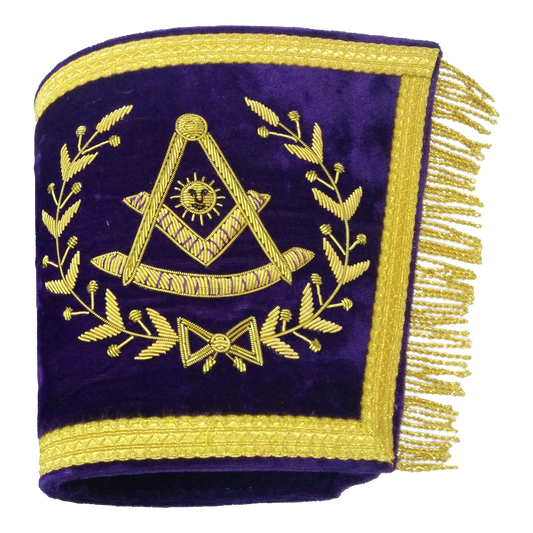 Grand Master Cuffs - Gold Bullion Hand Embroidery on Purple Velvet