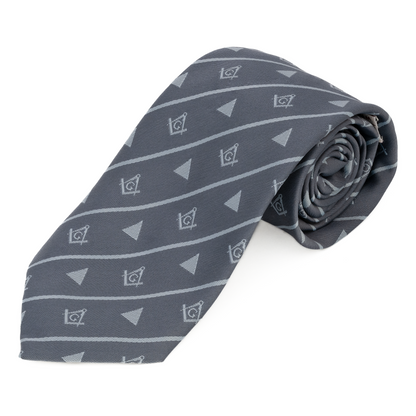 Grey Masonic Tie – Square & Compass & Triangle Design