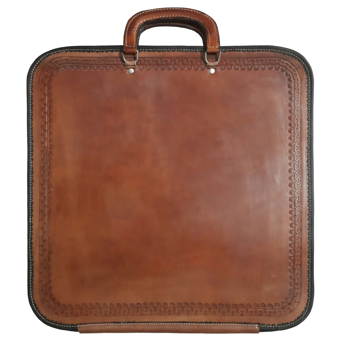 Hand-Carved Brown Leather Apron Case – Past Master Apron Case for William Hannon