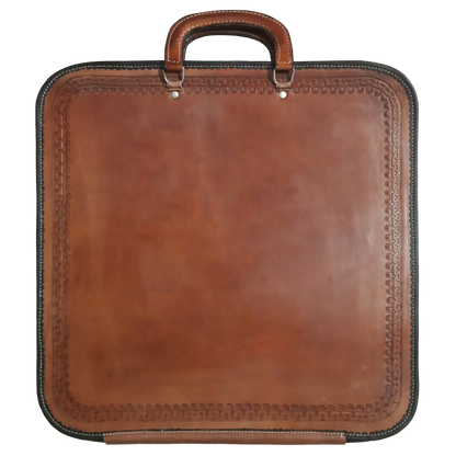 Hand-Carved Brown Leather Apron Case – Past Master Apron Case for William Hannon