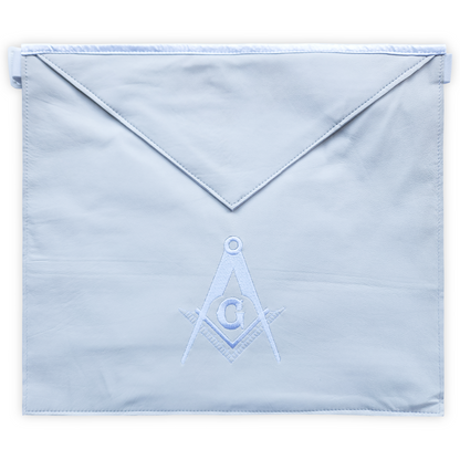 Master Mason White Lambskin Apron – Machine-Embroidered Masonic Emblem