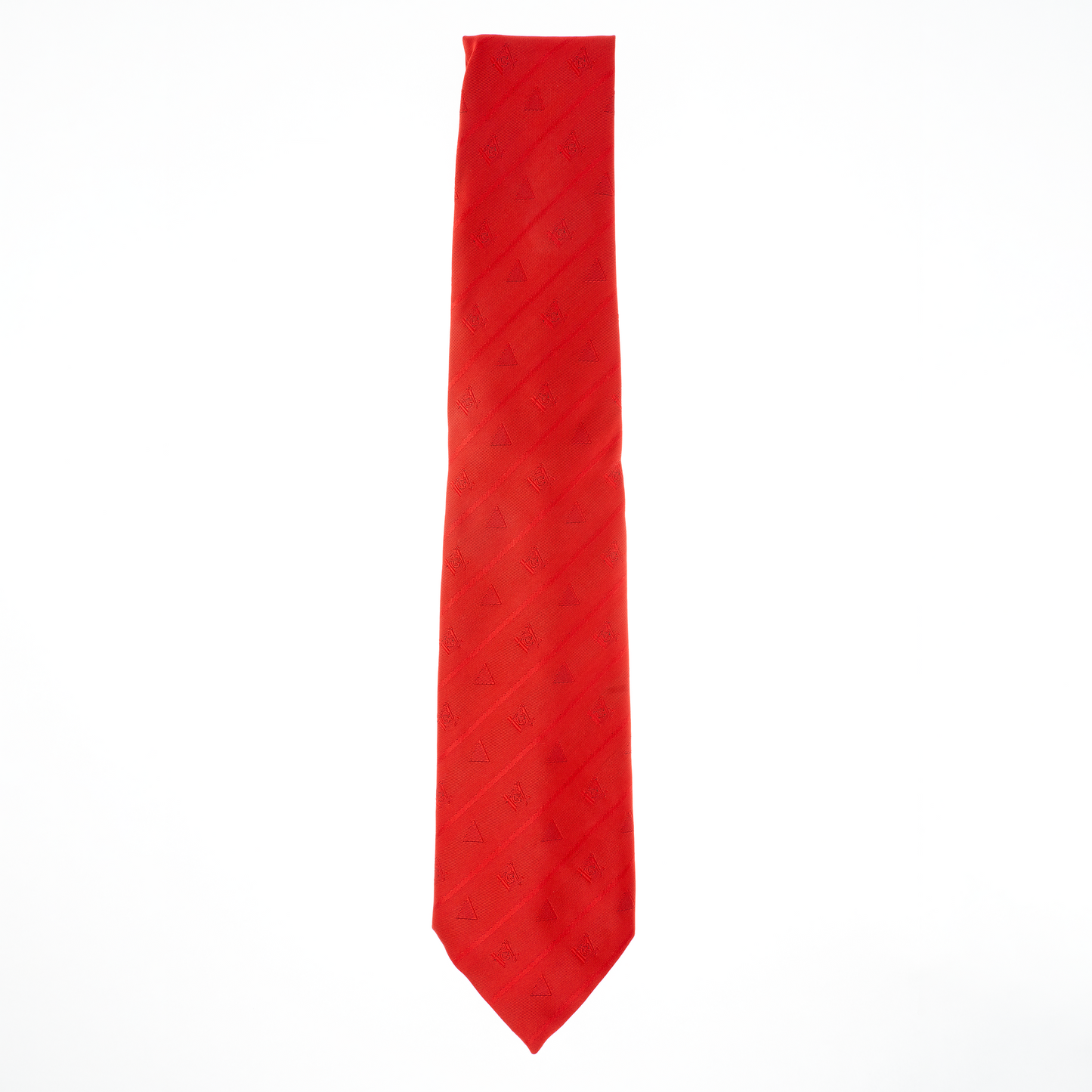 Red Masonic Tie – Square & Compass & Triangle Design
