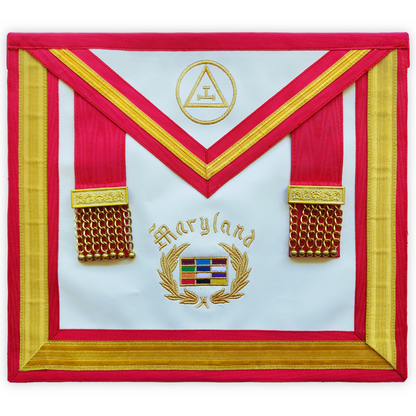 Royal Arch Chapter Apron – Gold Lace with Golden Metal Tassels – Machine Embroidered Masonic Regalia