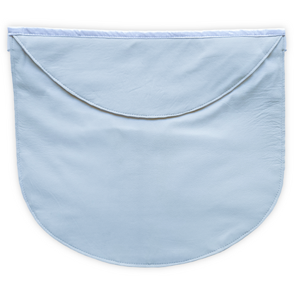 Traditional Master Mason White Lambskin Apron – Rounded Bottom & Flap with Elastic Belt and Buckle