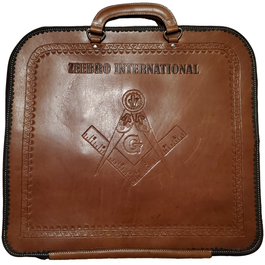 Veg-Tanned Brown Leather Apron Case - Hand-Carved Design and Hand-Embossed Name