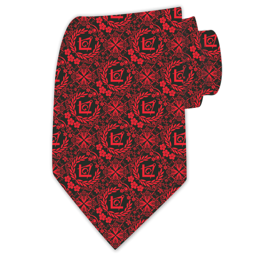 Masonic Black & Red Tie - Emblematic Collection 2370