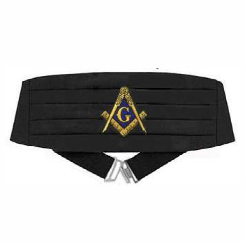 Masonic Cummerbund - Machine Embroidery on Black Fabric