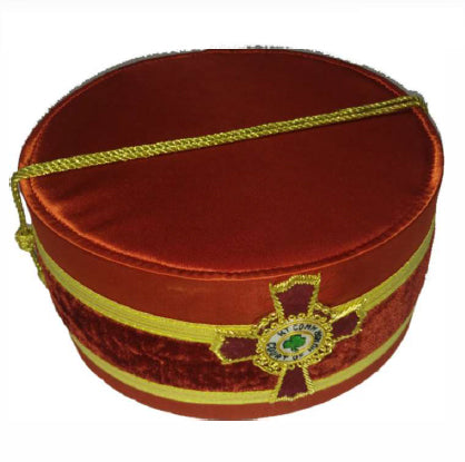 Scottish Rite 33rd Degree Crown Cap - Gold Bullion Embroidery on Red Fabric