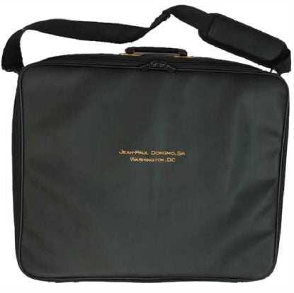 Masonic Briefcase Style Apron Case - Machine Embroidery on Black Faux Leather